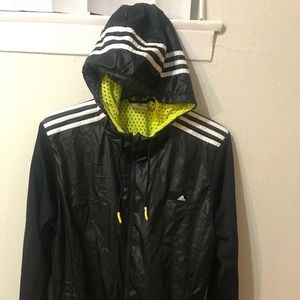 Adidas Black Hooded Track Jacket Hoodie Trefoil